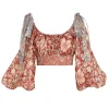 Chintz Billow Sleeve Crop Top