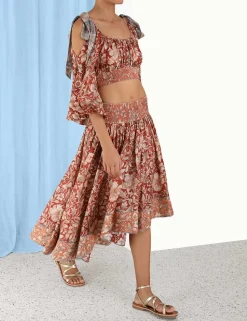 Chintz Billow Sleeve Crop Top