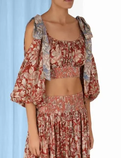 Chintz Billow Sleeve Crop Top