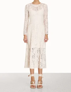 Devi Panelled Lace Midi Dress