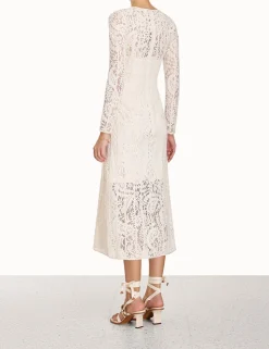 Devi Panelled Lace Midi Dress