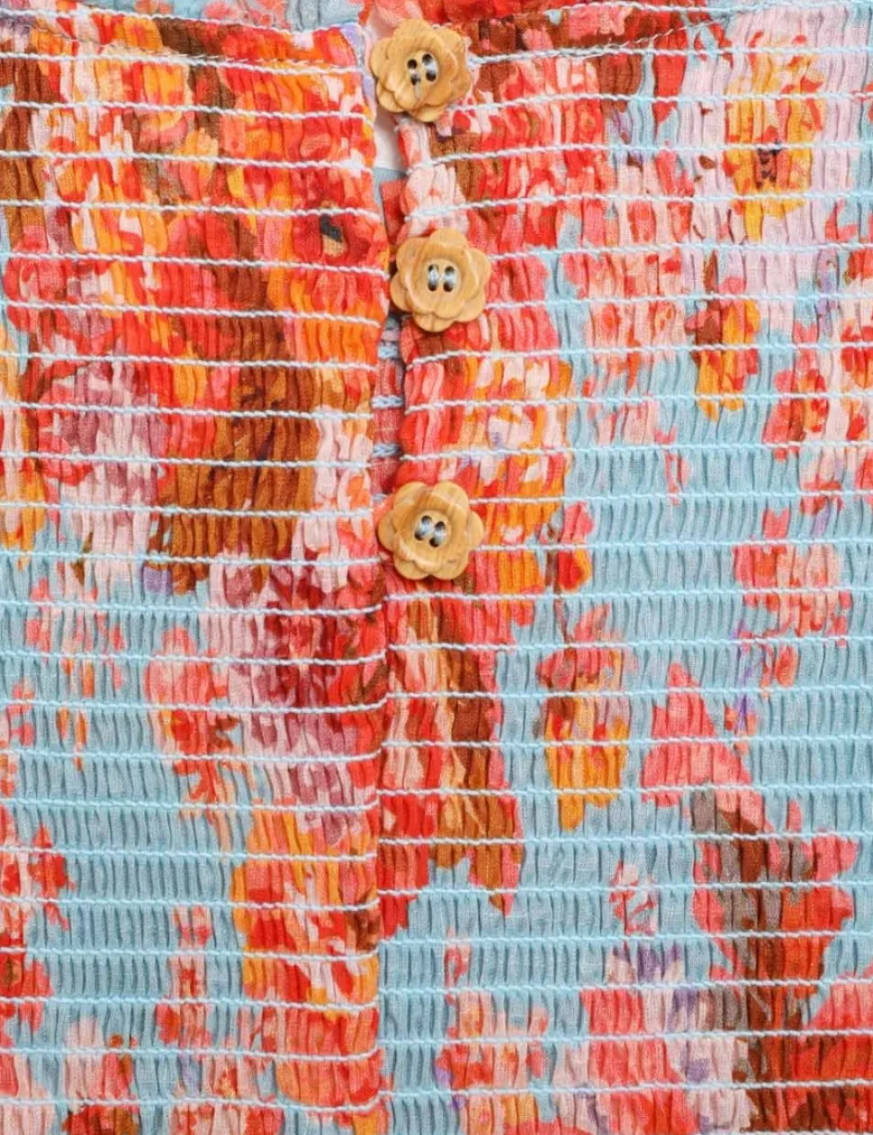 Devi Puff Sleeve Shirred Dress