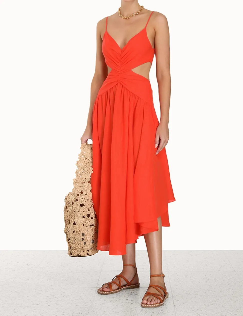 Raie Plunge Cut Out Midi Dress