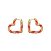 Candy Stripe Pave Heart Hoops