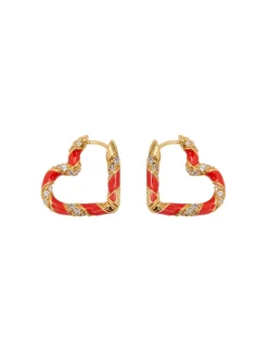 Candy Stripe Pave Heart Hoops