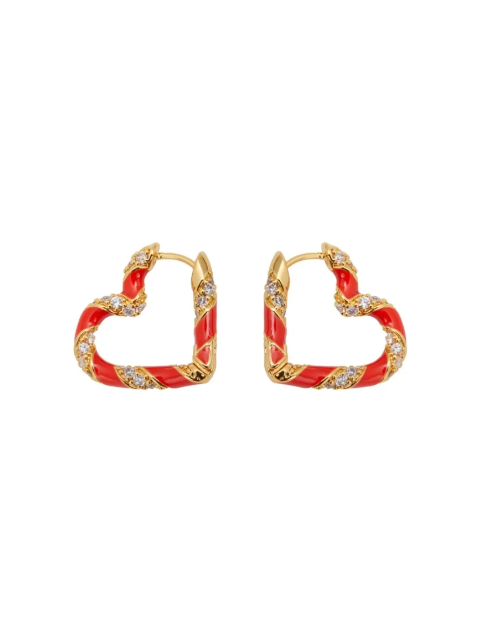 Candy Stripe Pave Heart Hoops