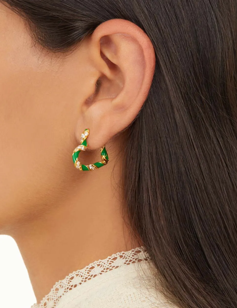 Candy Stripe Pave Heart Hoops