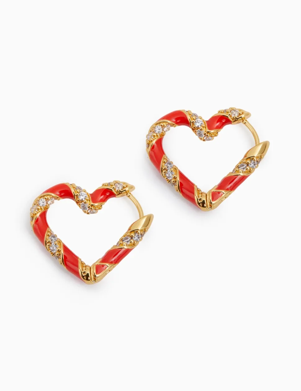Candy Stripe Pave Heart Hoops
