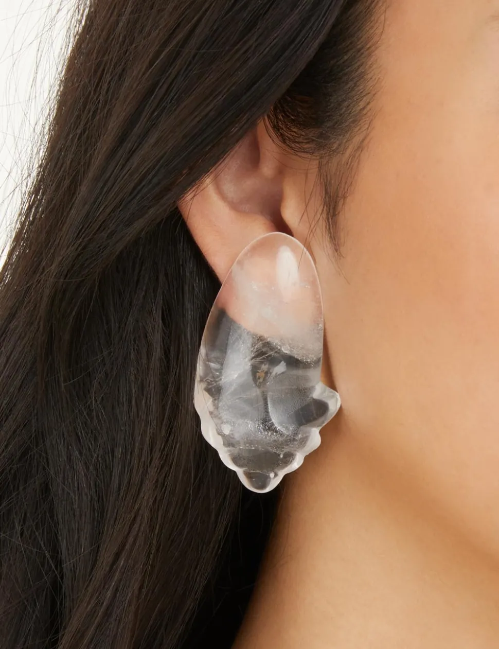 Crystal Carved Pebble Earrings