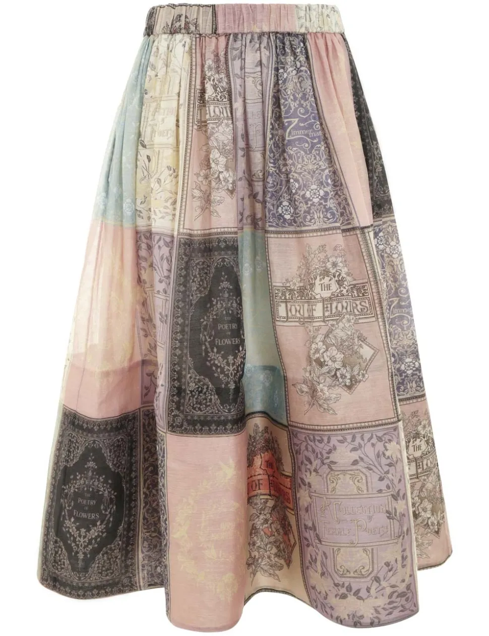 Lyrical Book Print Midi Skirt