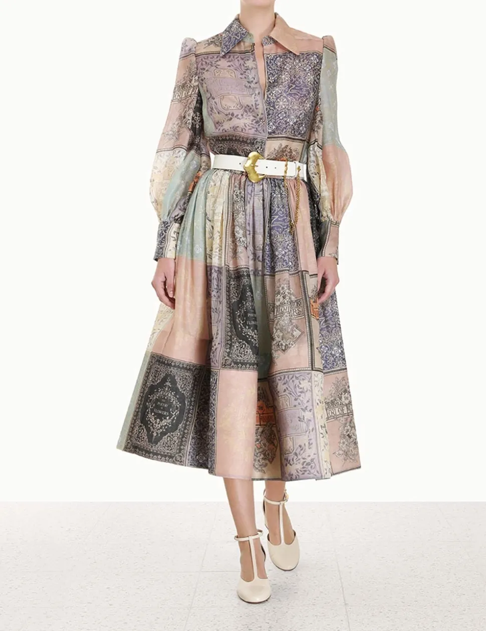 Lyrical Book Print Midi Skirt