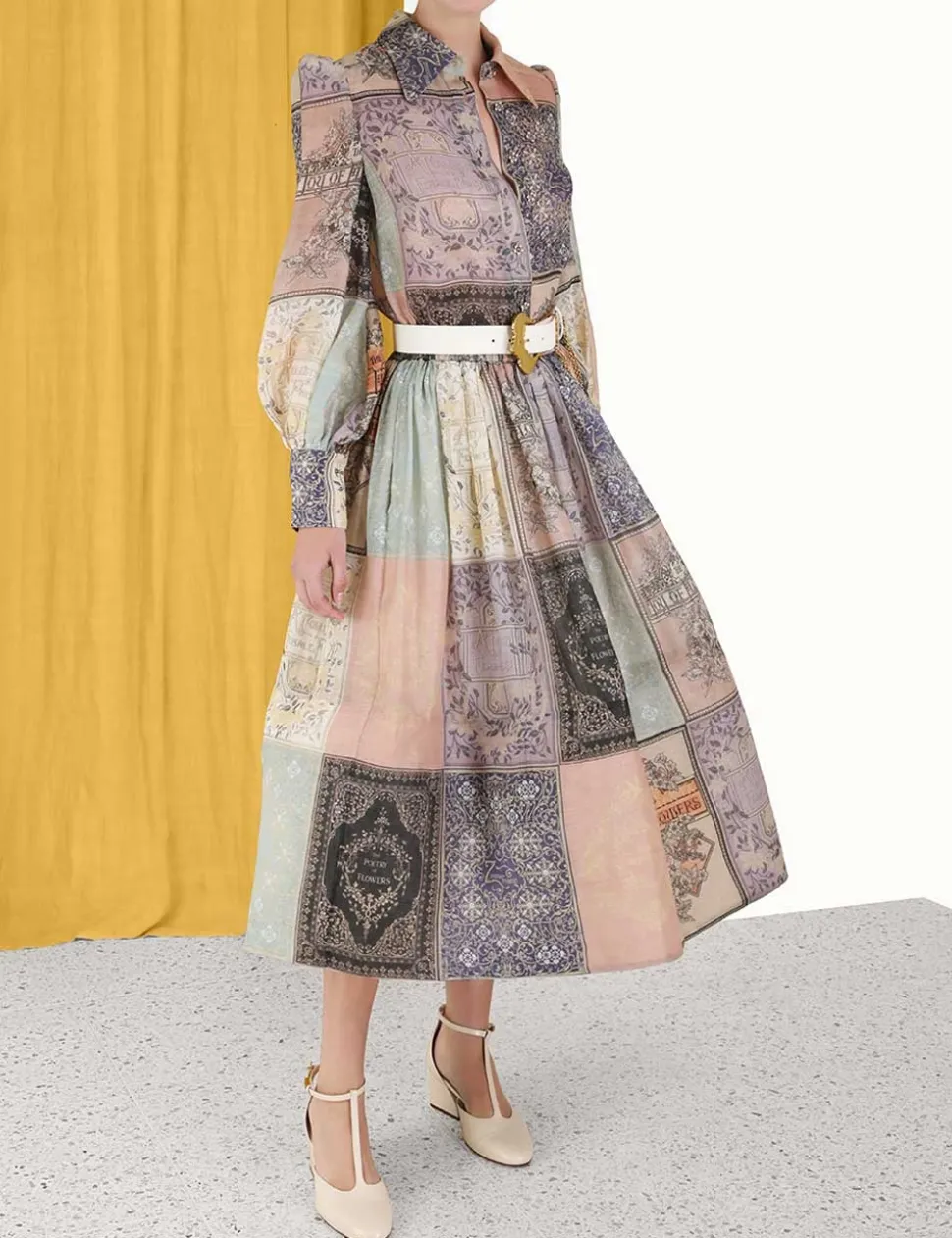 Lyrical Book Print Midi Skirt