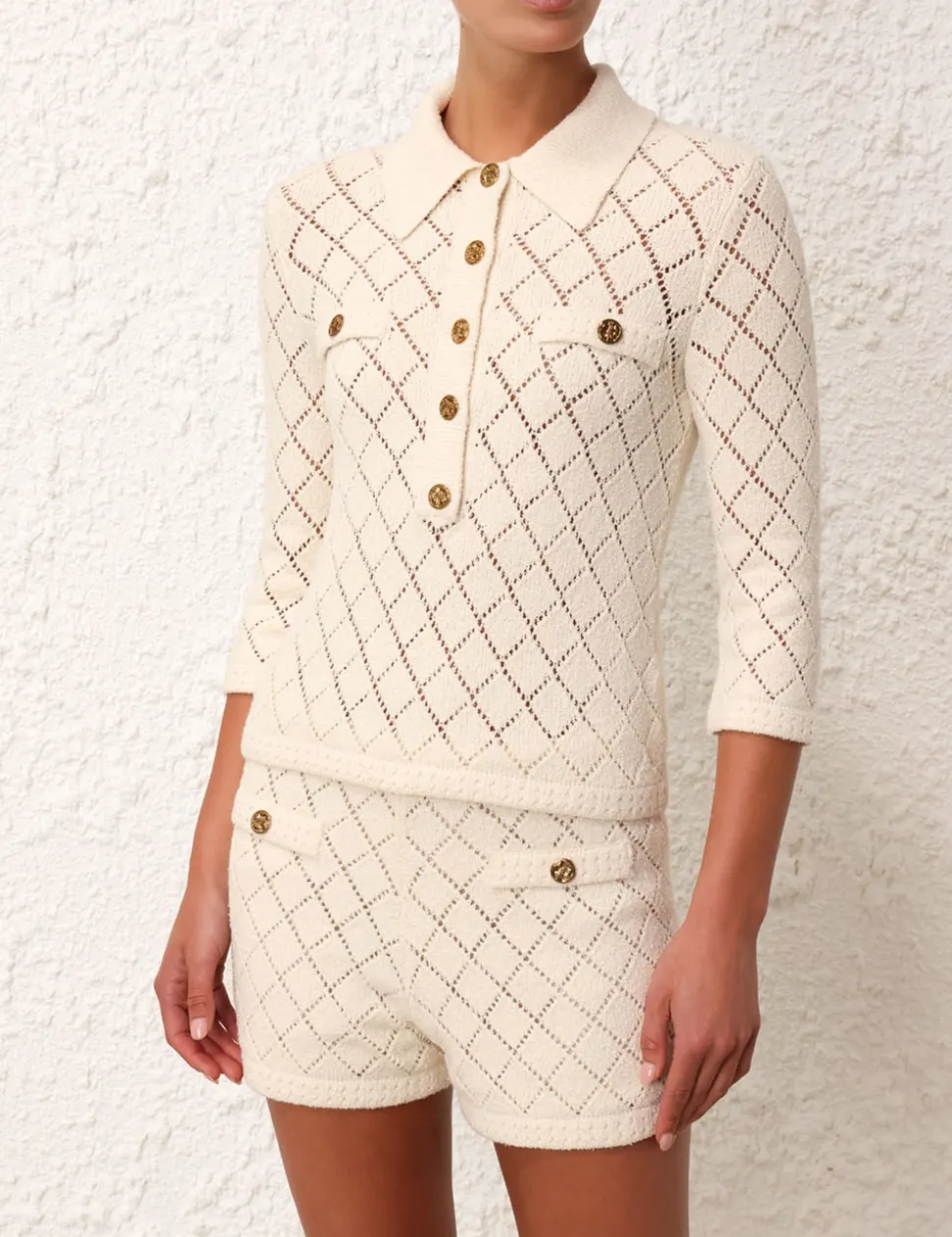 Matchmaker Pointelle Polo Top