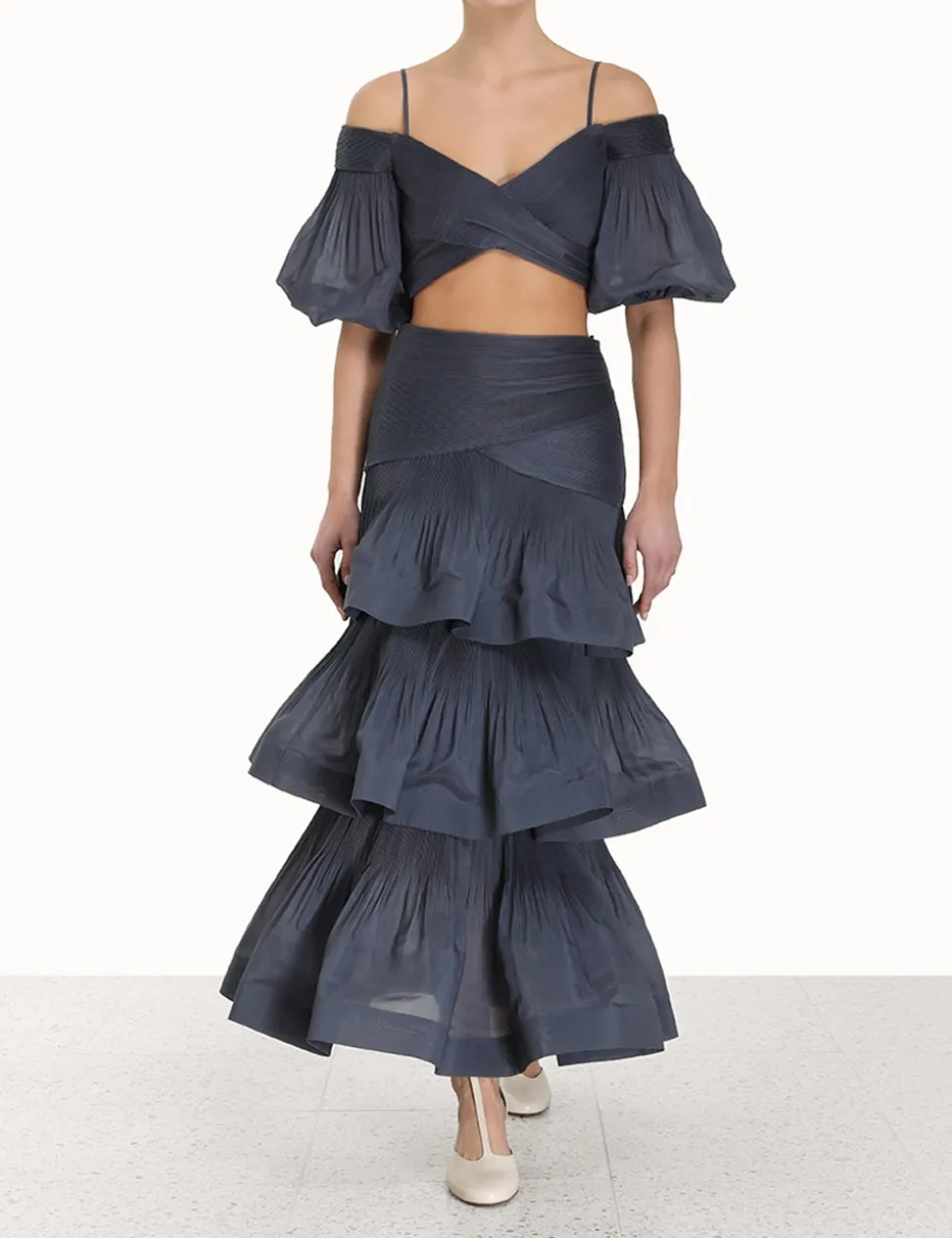 Pleated Tiered Skirt