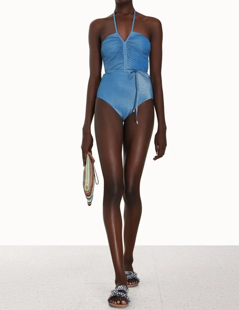 Raie Lurex Ruched Halter 1Pc